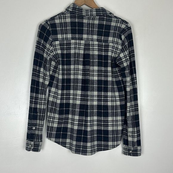 Faherty Legend Sweater Shirt Black Plaid Flannel Button Up Collared Women Sz XS - Picture 9 of 12